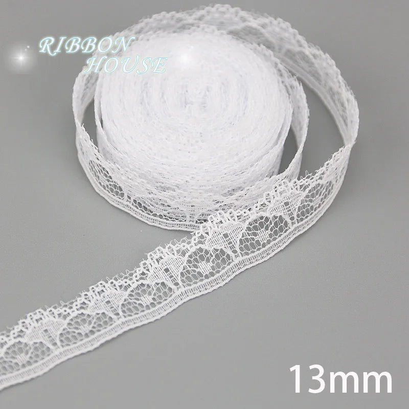 White Lace Fabric Ribbon Roll 5 Yards – 10 Mix Set
