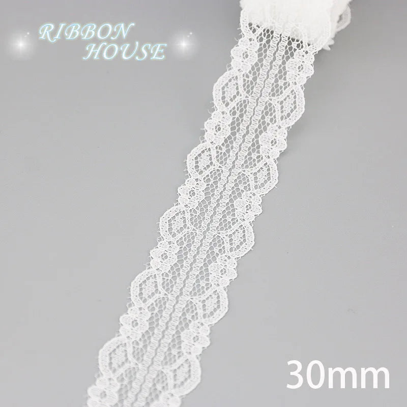 White Lace Fabric Ribbon Roll 5 Yards – 10 Mix Set