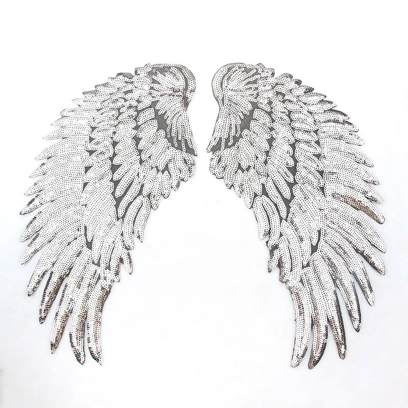 Sequin Angel Wings Sew-On Patches for Kids – 1 Pair, 18×35cm