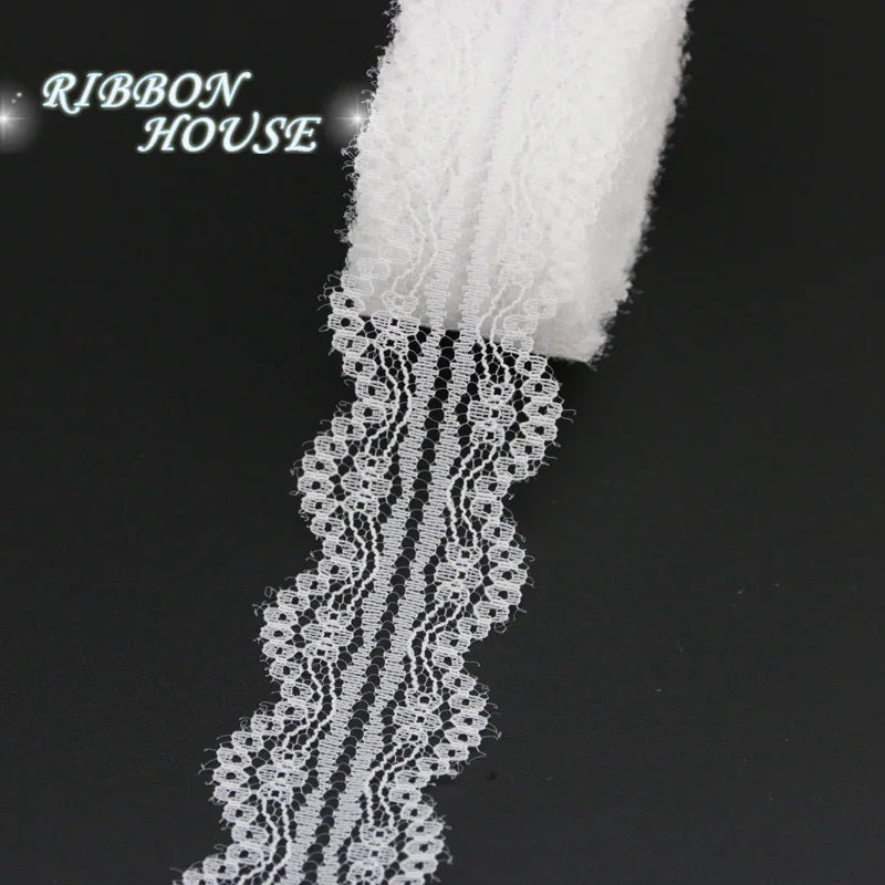 White Cotton Lace Ribbon Trim 5 Yards | 20–40mm Widths