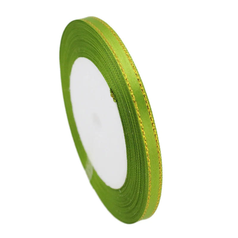 Gold Edge Satin Ribbon 25 Yards – 6 to 40mm Gift & Craft