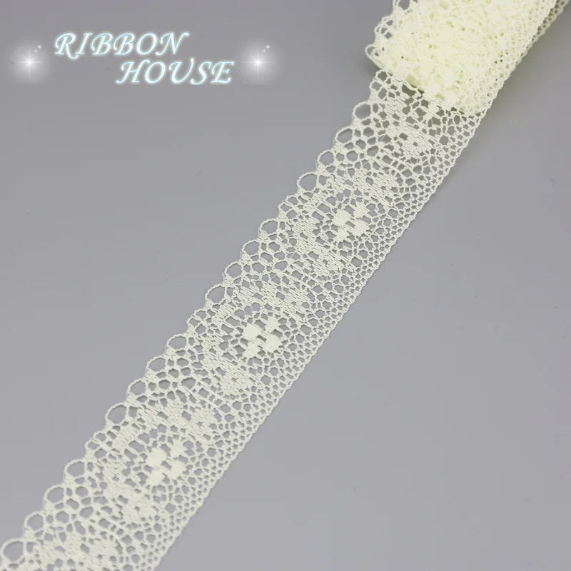 White Lace Ribbon Roll 40mm – 10 Yards Organza Fabric Trim