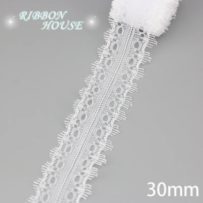 White Lace Fabric Ribbon Roll 5 Yards – 10 Mix Set