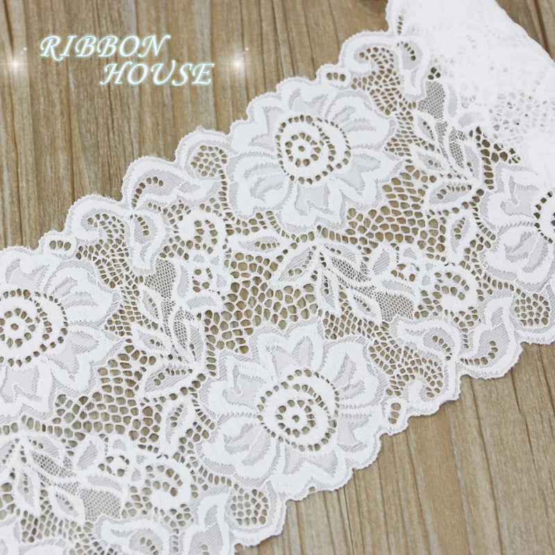 3M White Elastic Lace Trim 15cm – French Hollow DIY Sewing