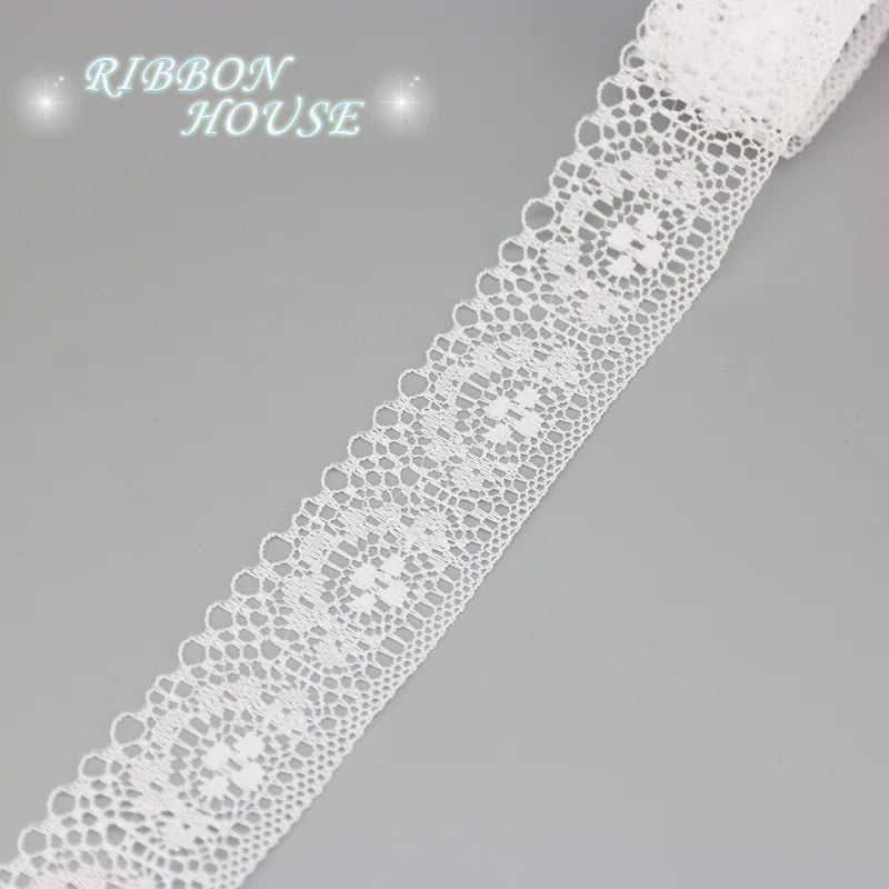 White Lace Ribbon Roll 40mm – 10 Yards Organza Fabric Trim
