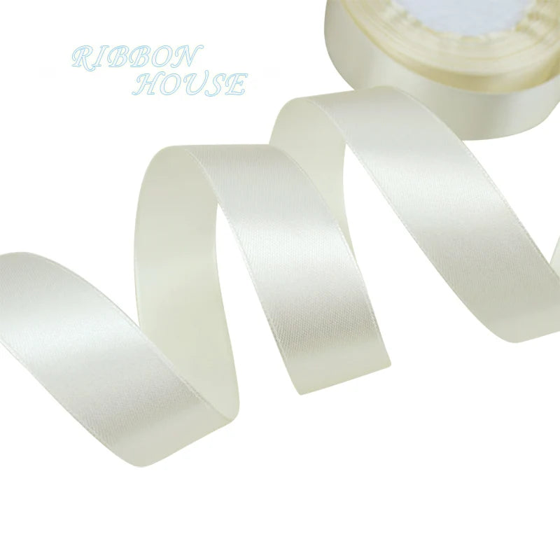 Ivory Satin Ribbon 25 Yards – Gift Wrap, Wedding & Holiday