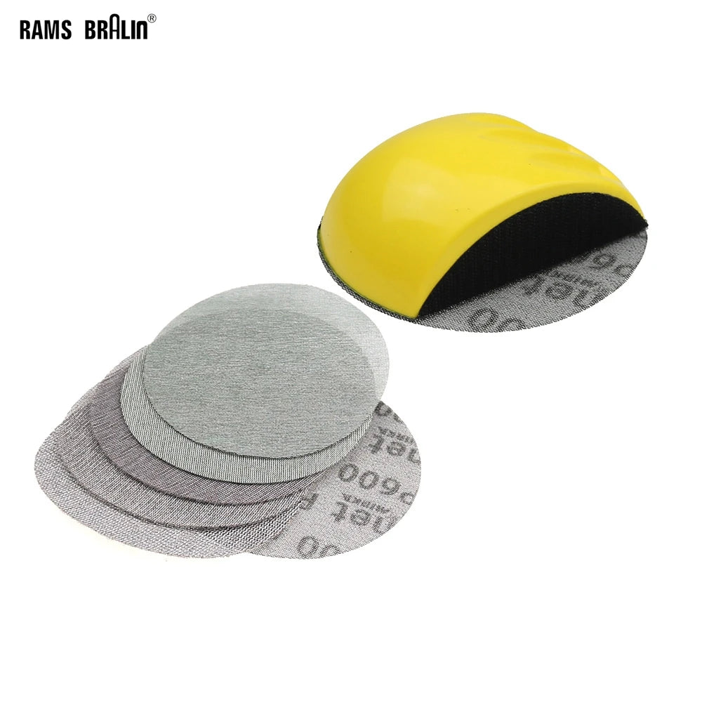6+1 Pc 6" Hand Sanding Block Pad & Disc Set P80–P600 | RAMS BRALIN