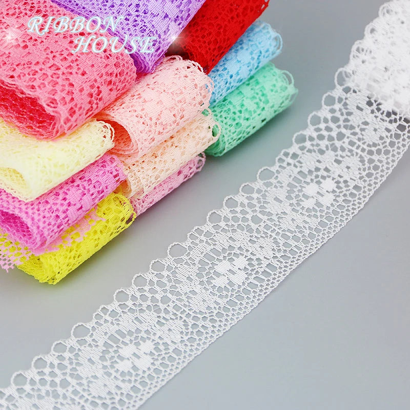 White Lace Ribbon Roll 40mm – 10 Yards Organza Fabric Trim