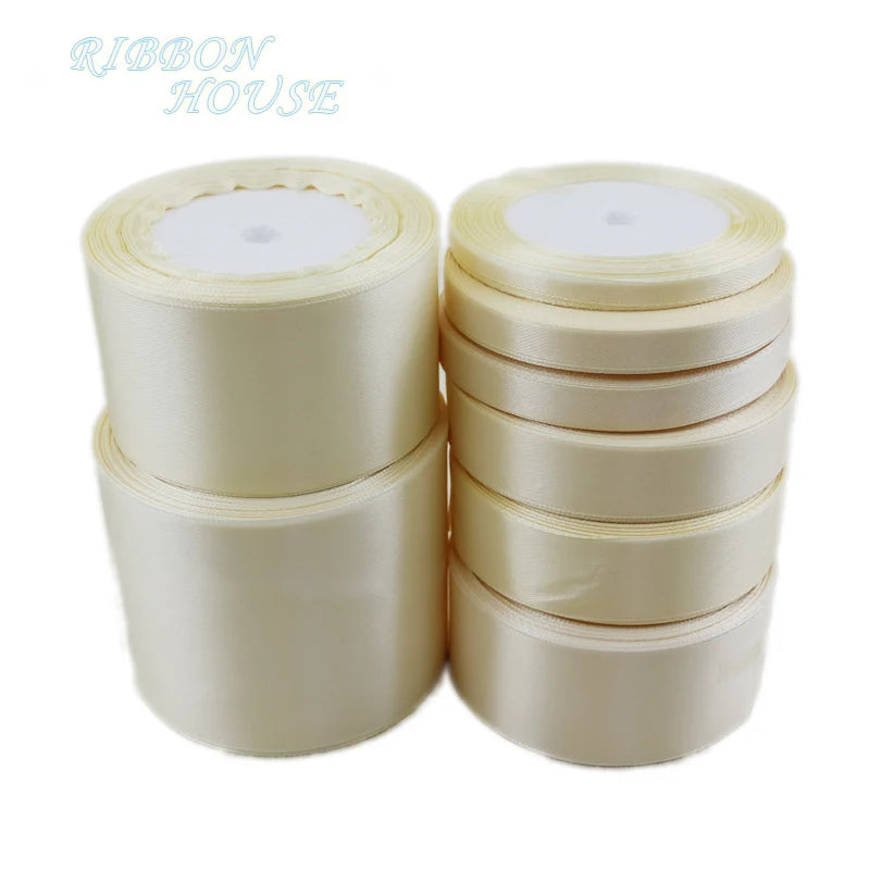 Ivory Satin Ribbon 25 Yards – Gift Wrap, Wedding & Holiday
