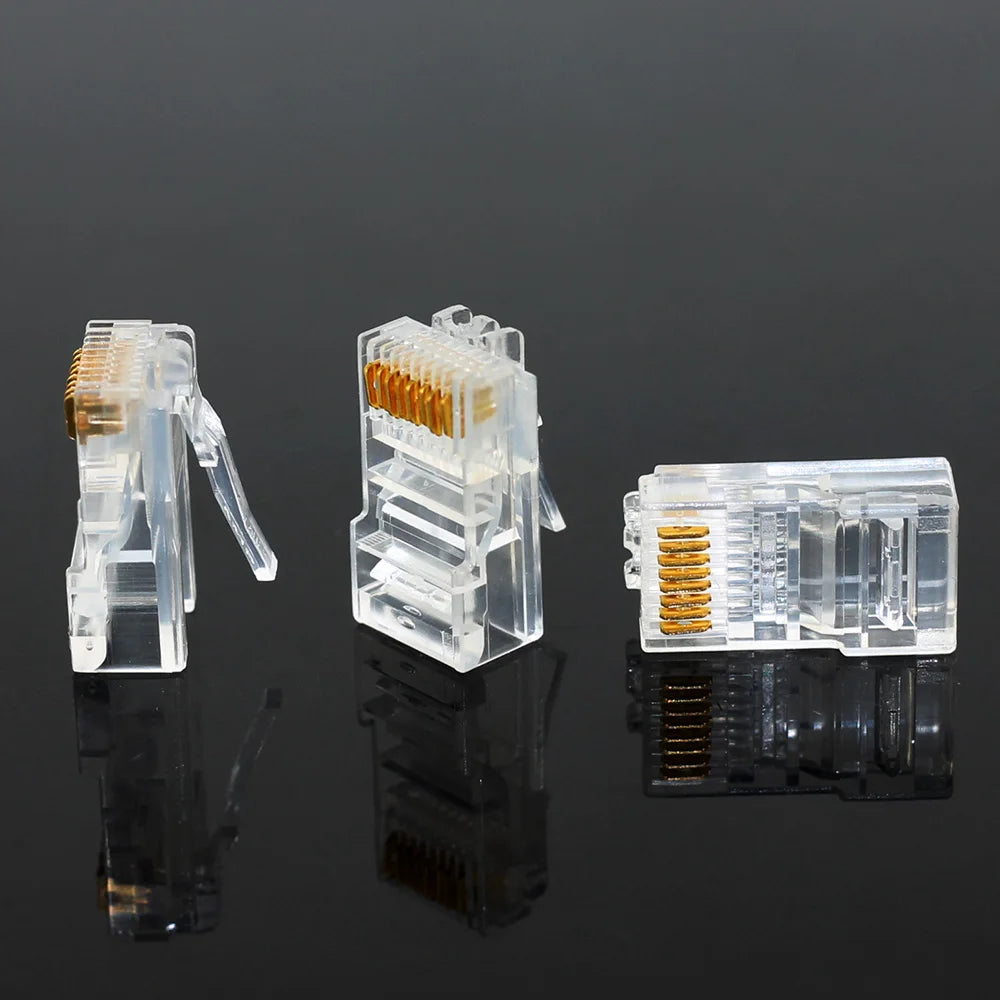 RJ45 Gold-Plated Ethernet Connectors Cat5/Cat5e – 20/50/100 Pack