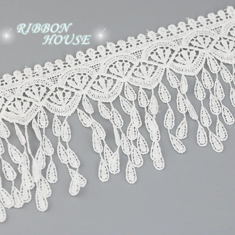 70mm Lace Fabric Ribbon Trim White Black – 1 Yard DIY Sewing