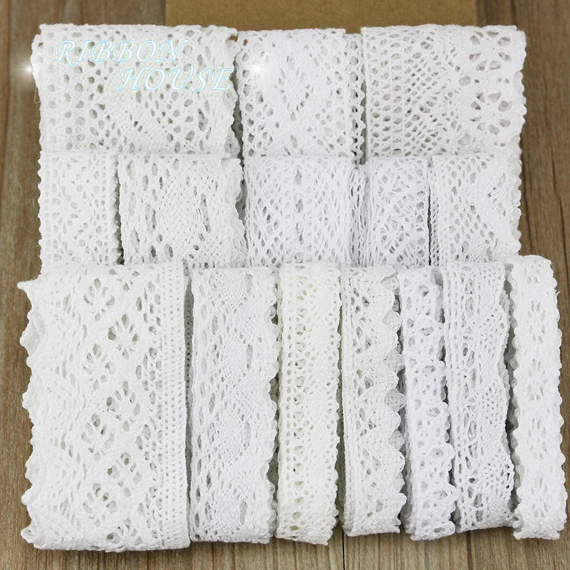5M White Cotton Embroidered Lace Trim – DIY Sewing Ribbon