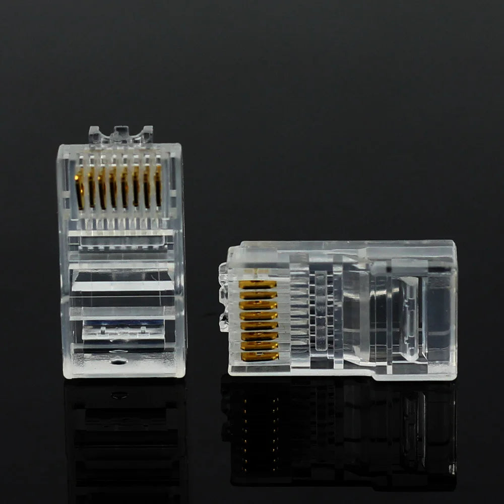 RJ45 Gold-Plated Ethernet Connectors Cat5/Cat5e – 20/50/100 Pack