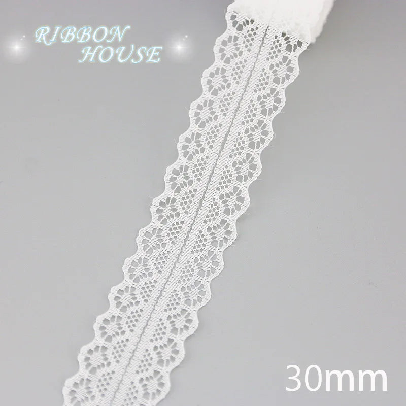 White Lace Fabric Ribbon Roll 5 Yards – 10 Mix Set