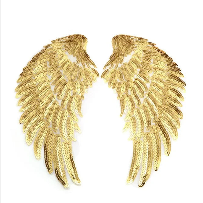 Sequin Angel Wings Sew-On Patches for Kids – 1 Pair, 18×35cm