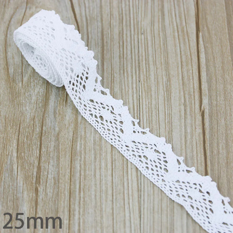 5M White Cotton Embroidered Lace Trim – DIY Sewing Ribbon
