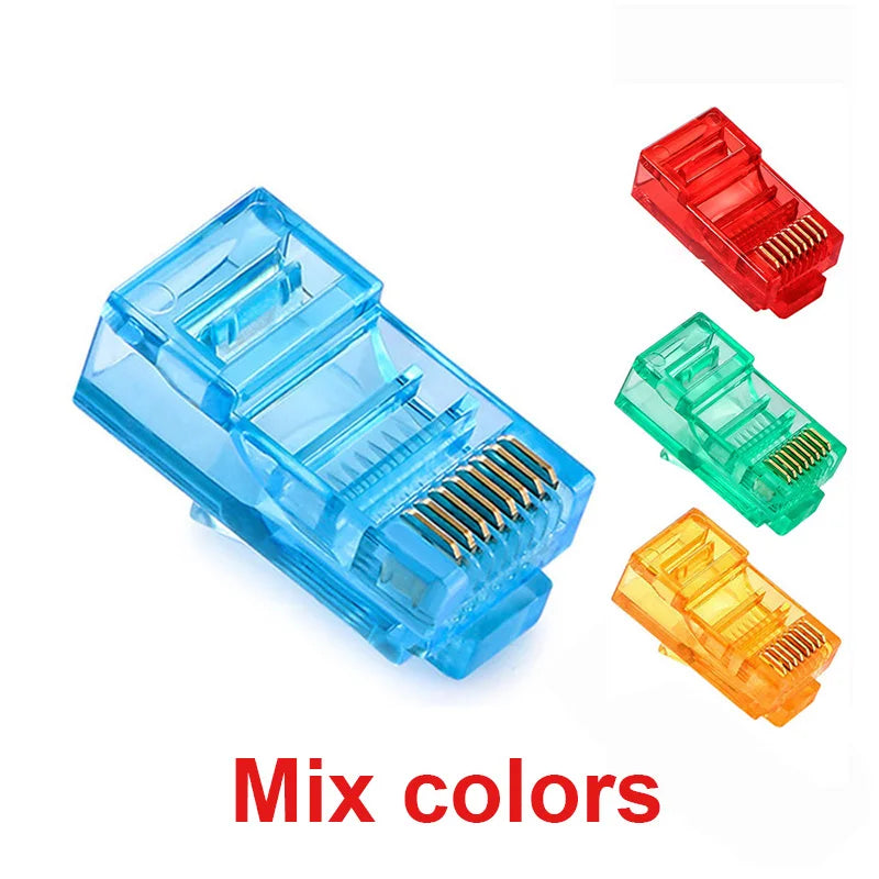 RJ45 Gold-Plated Network Connectors Cat5/Cat5e – 50 or 100 Pack