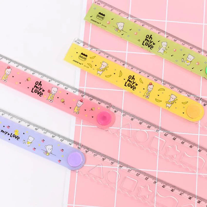 30cm Kawaii Folding Plastic Ruler – Candy Color Kids Gift