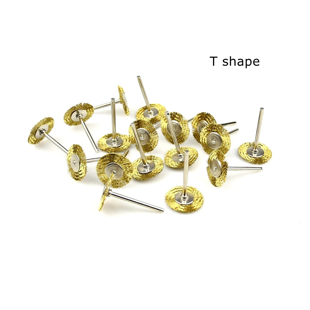 100-Pc Copper Wire Wheel Brush Set – 3mm Shank Rotary Tool