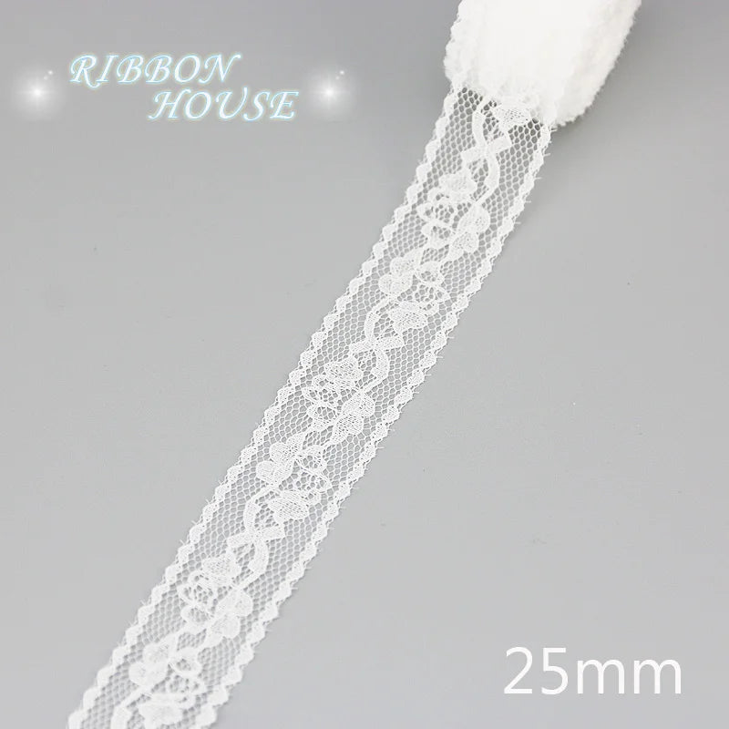 White Lace Fabric Ribbon Roll 5 Yards – 10 Mix Set