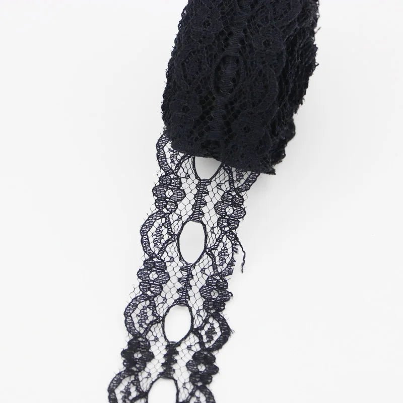 30mm White Black Lace Ribbon Trim – 5 Yards Cotton Roll