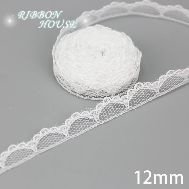 White Lace Fabric Ribbon Roll 5 Yards – 10 Mix Set