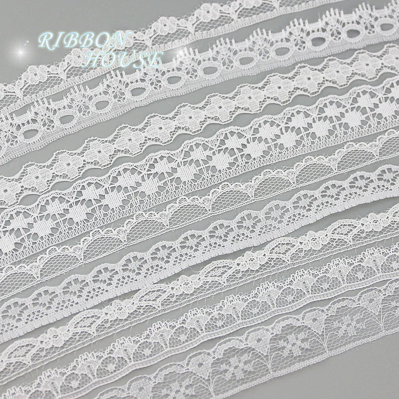 White Cotton Lace Ribbon Trim – 5 Yards | 15mm Jacquard