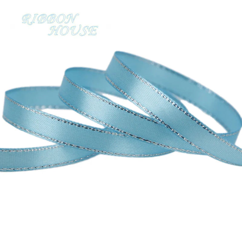 White Silver Edge Satin Ribbon 10mm – 25 Yards Craft & Gift