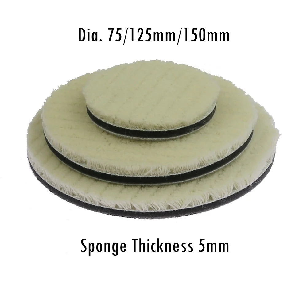 Wool Sponge Polishing Pad – Waxing Wheel 3"/5"/6" Hook & Loop