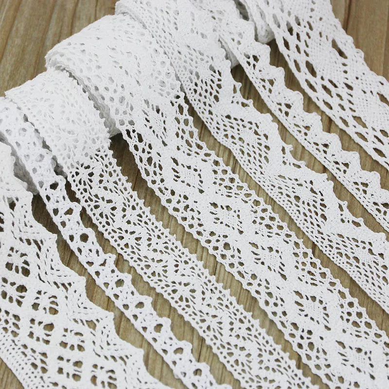 5M White Cotton Embroidered Lace Trim – DIY Sewing Ribbon