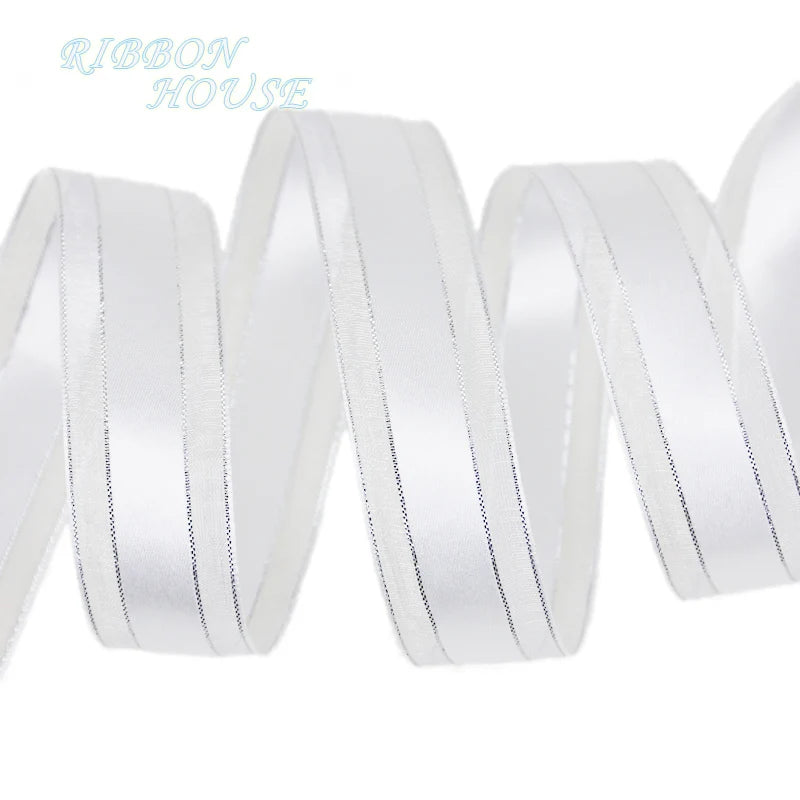 25mm Gold Edge Satin Ribbon – 25 Yards | Wedding & Gift Wrap