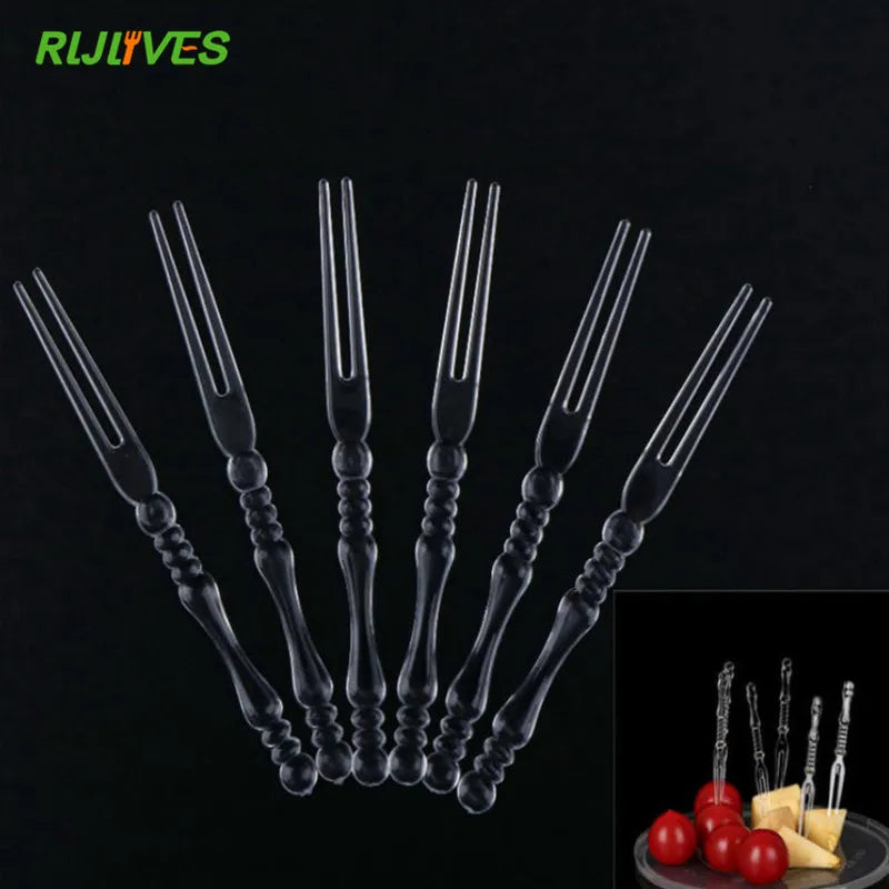50-Pack Mini Clear Disposable Plastic Forks – Party & BBQ