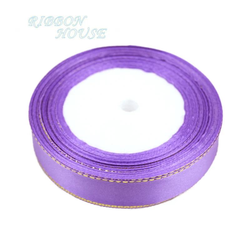 White Satin Ribbon Gold Edge – 25 Yards, 20mm | Gift & Crafts