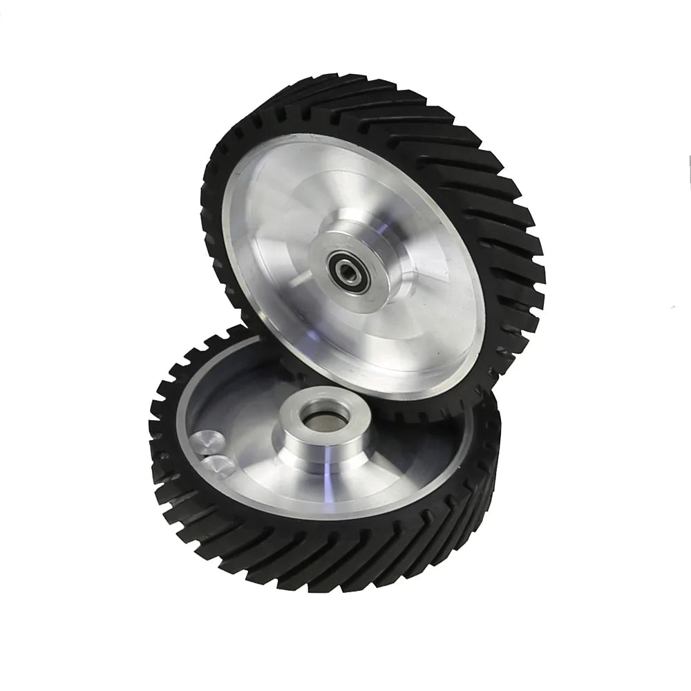 250x50mm Serrated Rubber Contact Wheel for Belt Grinder Sanding