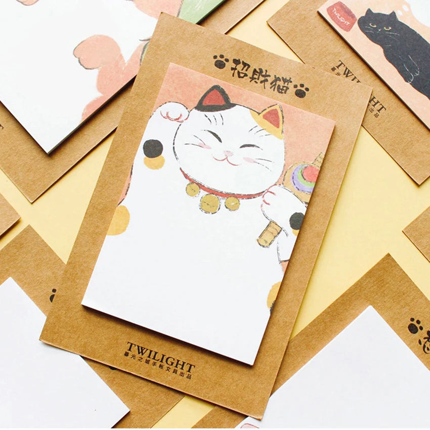 Cute Cat Cartoon Sticky Notes Memo Pad – 30 Sheets