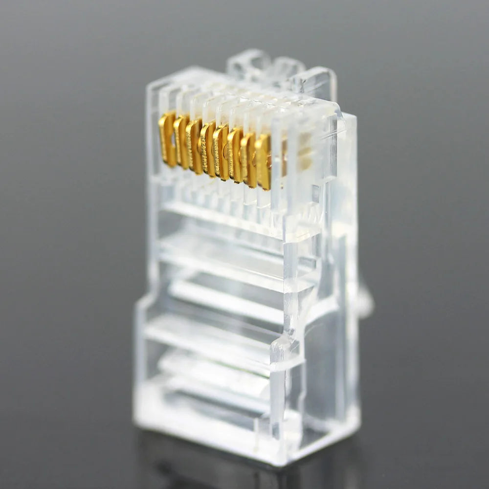 RJ45 Gold-Plated Ethernet Connectors Cat5/Cat5e – 20/50/100 Pack