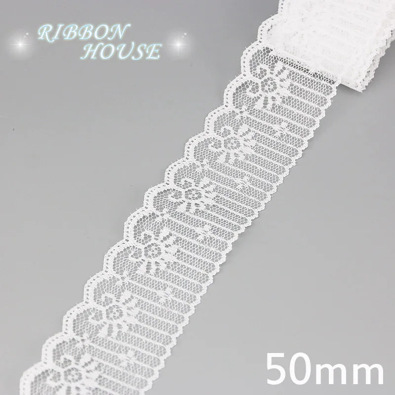 White Lace Fabric Ribbon Roll 5 Yards – 10 Mix Set