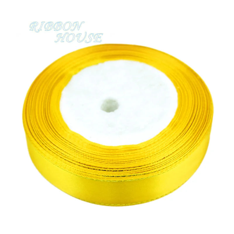 White Satin Ribbon Gold Edge – 25 Yards, 20mm | Gift & Crafts