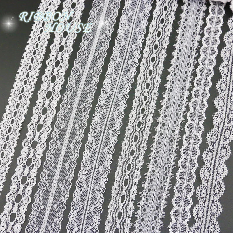 White Cotton Lace Ribbon Trim 5 Yards | 20–40mm Widths