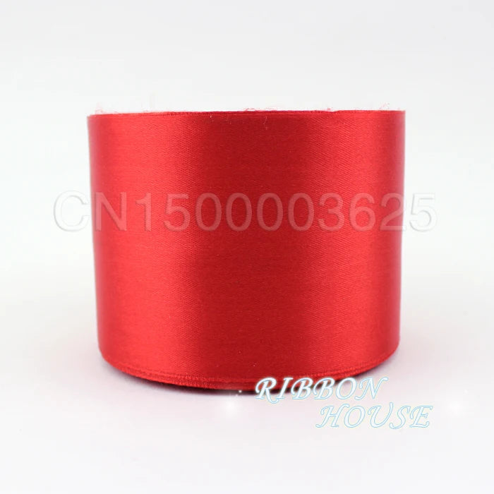 Red Satin Ribbon 3" Wide 25 Yards – Single Face Gift & Craft