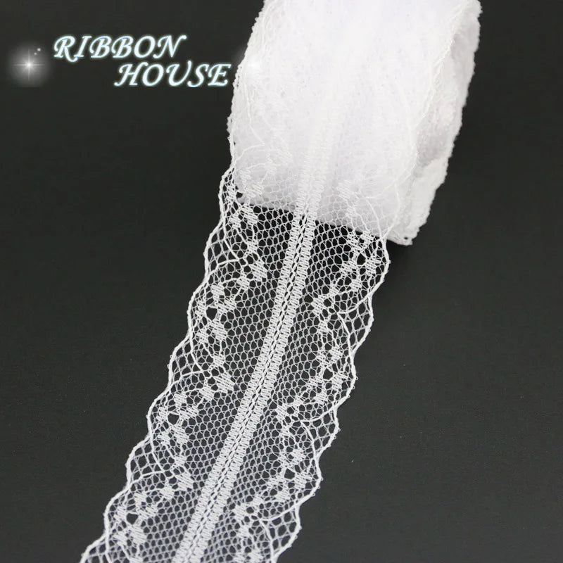 White Cotton Lace Ribbon Trim 5 Yards | 20–40mm Widths