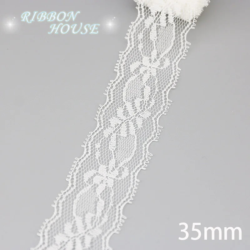 White Lace Fabric Ribbon Roll 5 Yards – 10 Mix Set