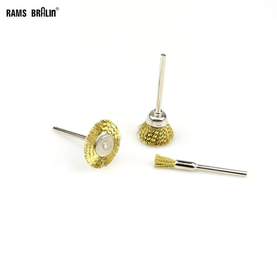 100-Pc Copper Wire Wheel Brush Set – 3mm Shank Rotary Tool