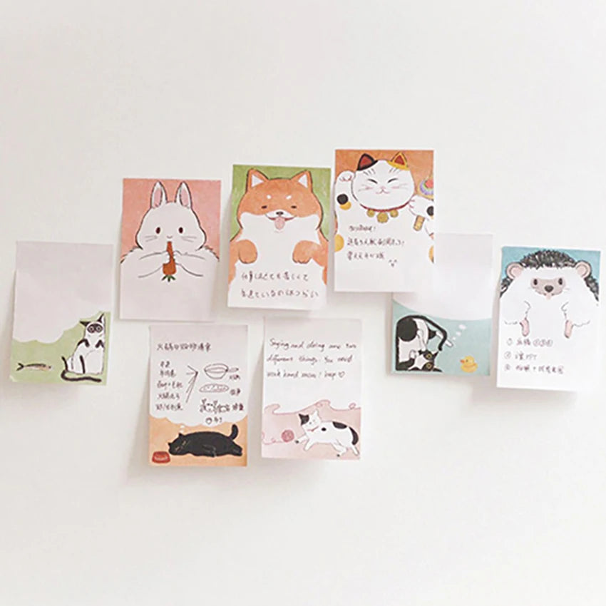Cute Cat Cartoon Sticky Notes Memo Pad – 30 Sheets