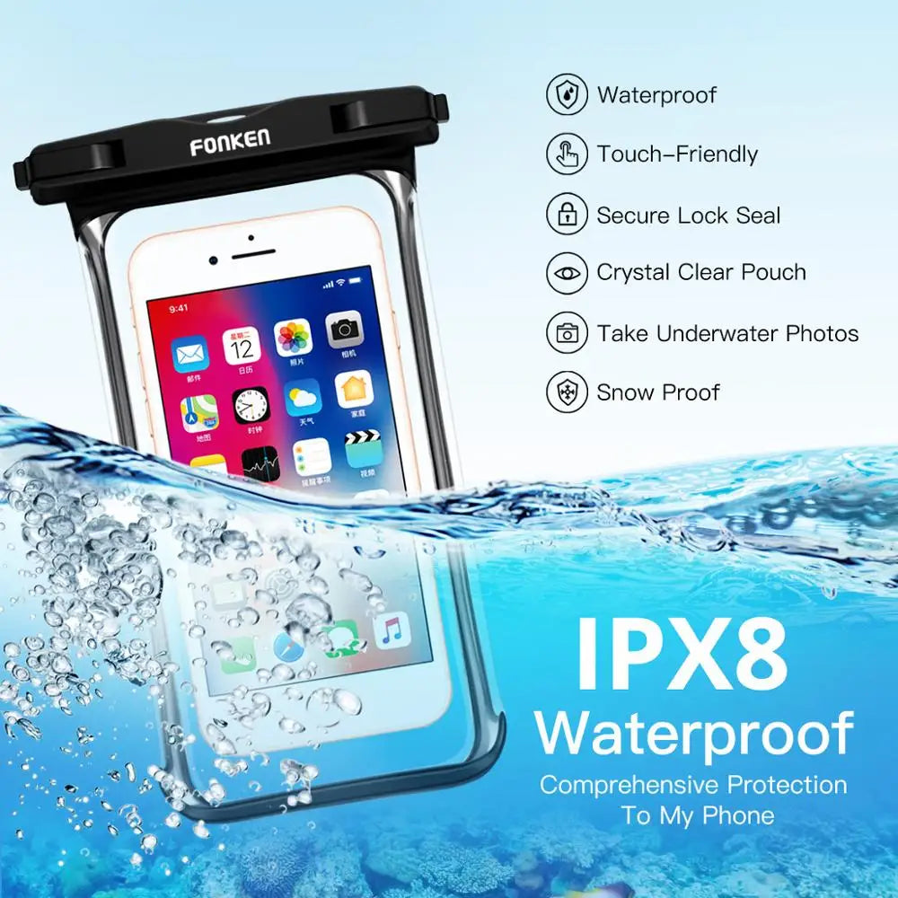 FONKEN IPX8 Waterproof Phone Pouch – Universal Dry Bag 6.5"