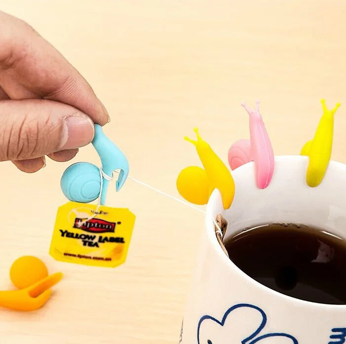 Silicone Snail Tea Bag Clips Set of 5 | Mug Infuser Holders