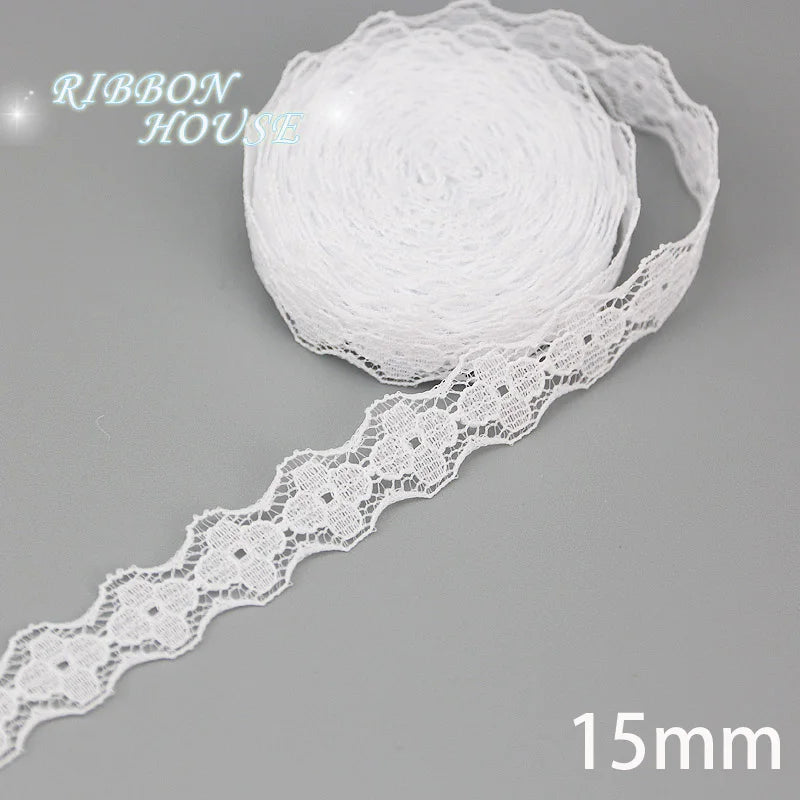 White Lace Fabric Ribbon Roll 5 Yards – 10 Mix Set