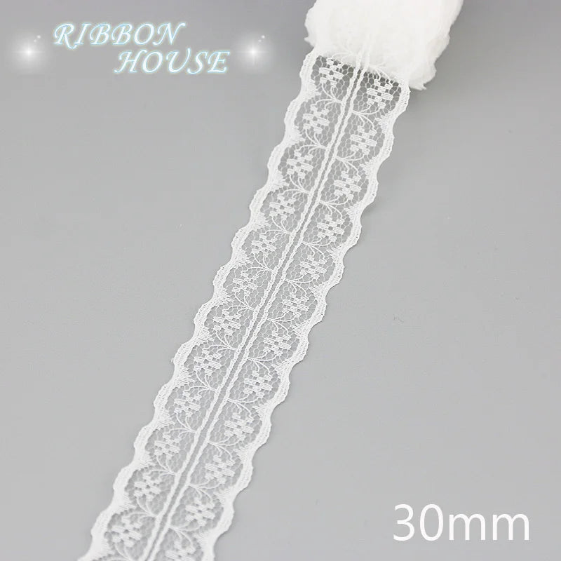 White Lace Fabric Ribbon Roll 5 Yards – 10 Mix Set