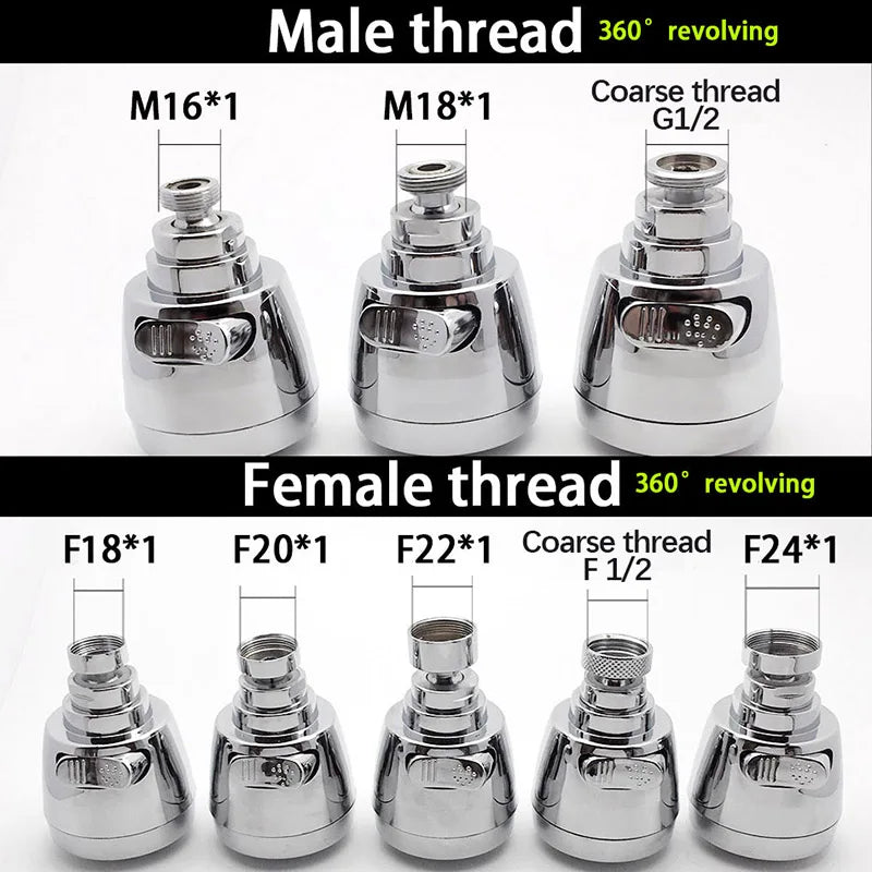 360° Swivel Faucet Aerator Chrome Nozzle M24 M22 M20 Adapter