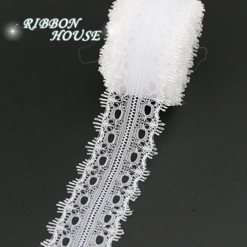 White Cotton Lace Ribbon Trim 5 Yards | 20–40mm Widths